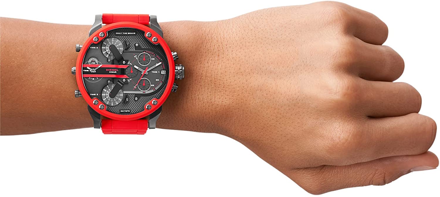 Diesel Mr. Daddy 2.0 Gunmetal Dial All Red Chronograph Men's Watch DZ7370