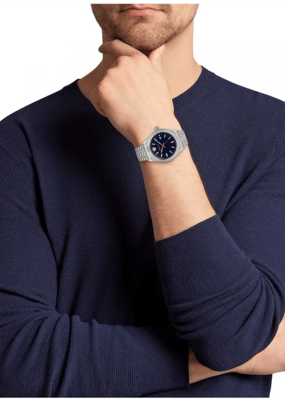 Versace Hellenyium 42mm Blue Dial Silver-Tone Men's Watch VEVK00921