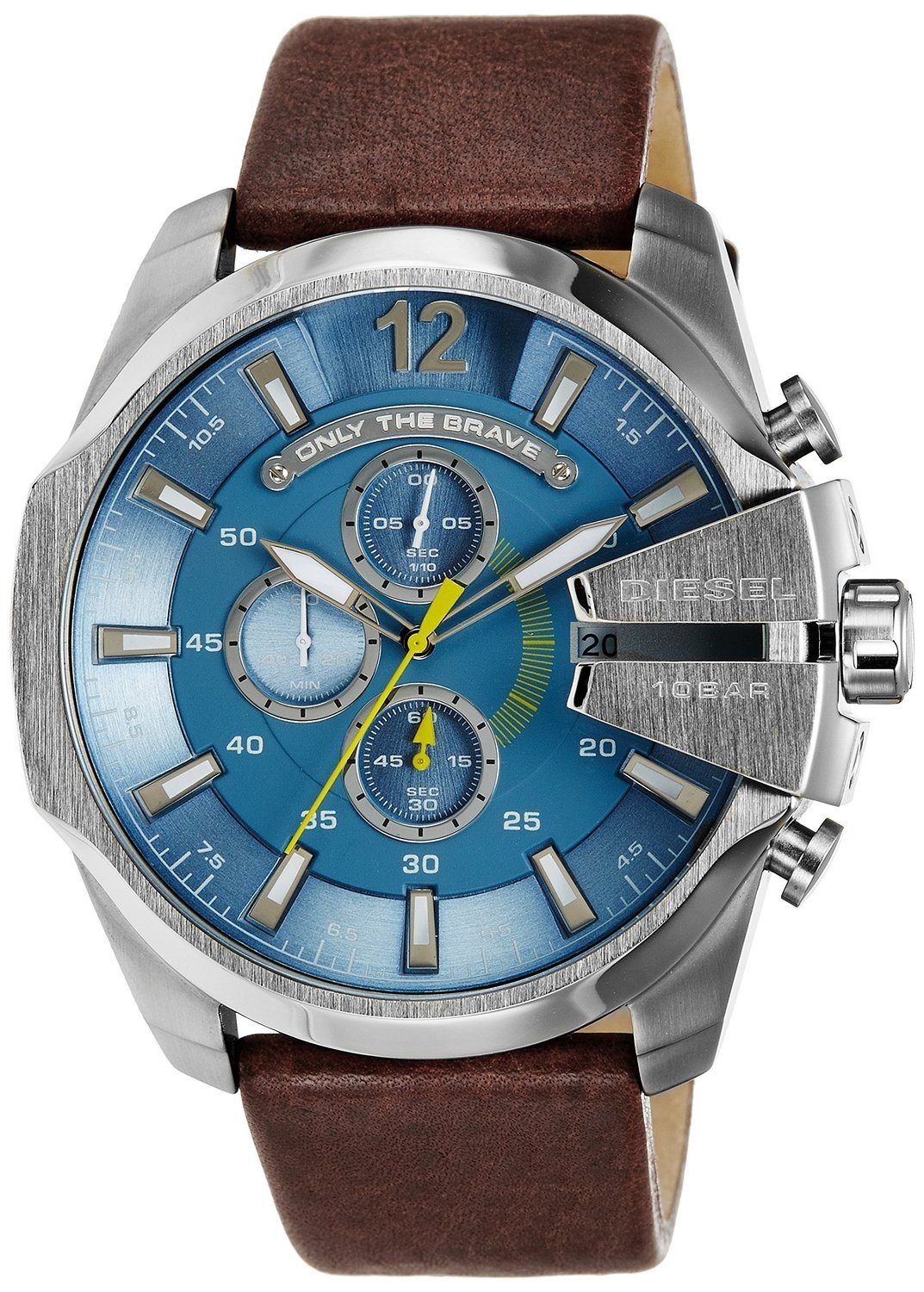 Diesel Mega Chief Light Blue Dial Brown Leather Men's Watch DZ4281 Main image