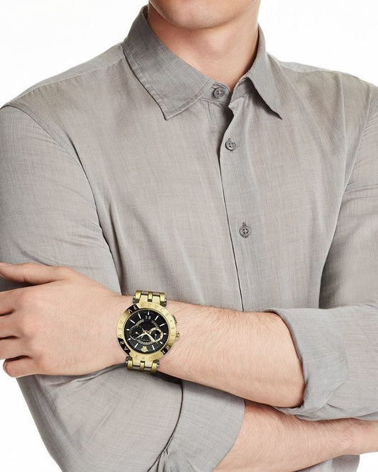 Versace 46mm Black Dial Two-Tone Chronograph Men's Watch VEBV00519