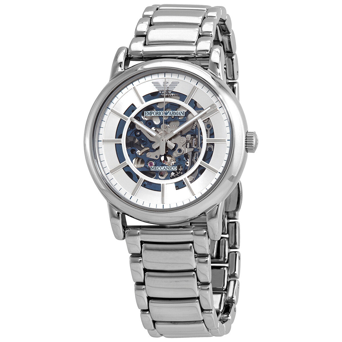 Emporio Armani Automatisch Herenhorloge AR60006 met Zilveren Skeleton Dial Hoofdafbeelding