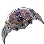 Emporio Armani Aviator Chronograph Brown Dial Silver Mesh Men's Watch - AR11141