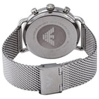 Emporio Armani Aviator Chronograph Black Dial Silver Mesh Men's Watch - AR11104