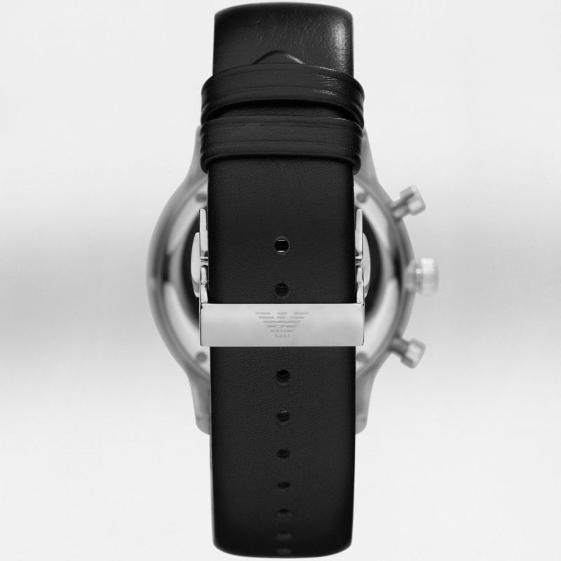 Emporio Armani Gianni Chronograph Black Genuine Leather Men's Watch - AR0397