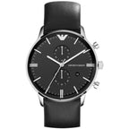 Emporio Armani Gianni Chronograph Black Genuine Leather Men's Watch - AR0397
