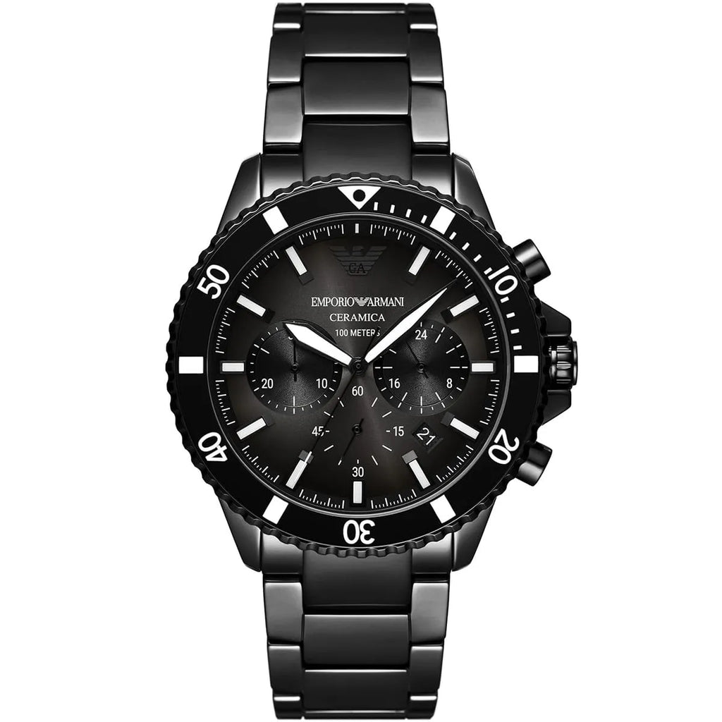 Emporio Armani World Explorer Chronograph All Black Men's Watch - AR70010