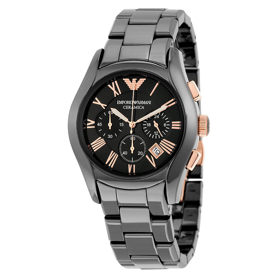 Emporio Armani Ceramica Chronograaf Herenhorloge met Zwarte Wijzerplaat AR1410 Hoofdafbeelding