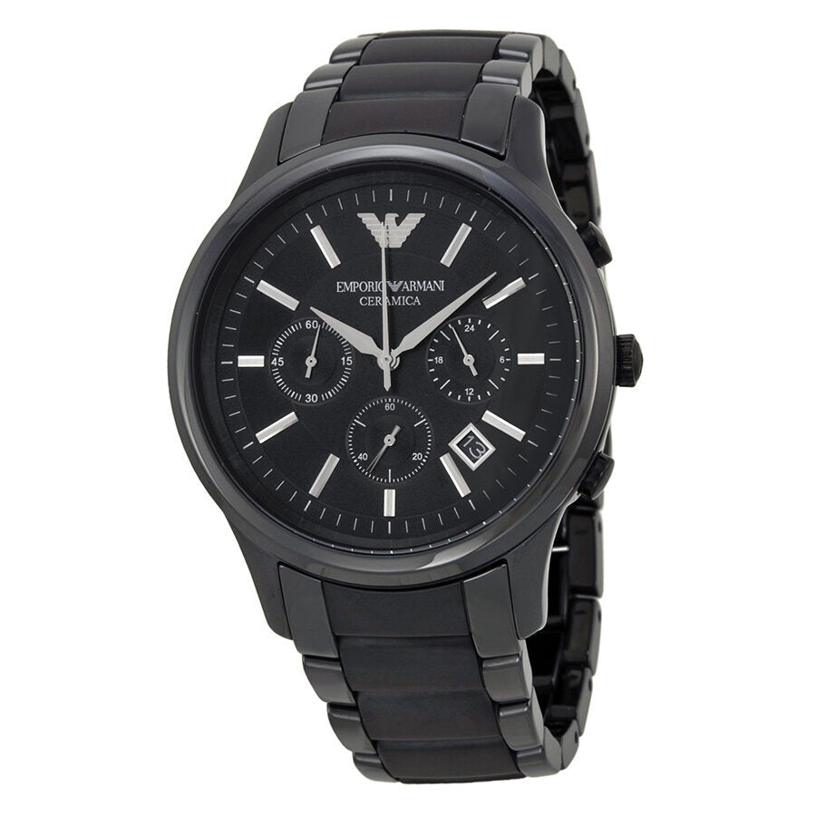 Emporio Armani Ceramica Chronograaf Herenhorloge met Zwarte Wijzerplaat AR1452 Hoofdafbeelding