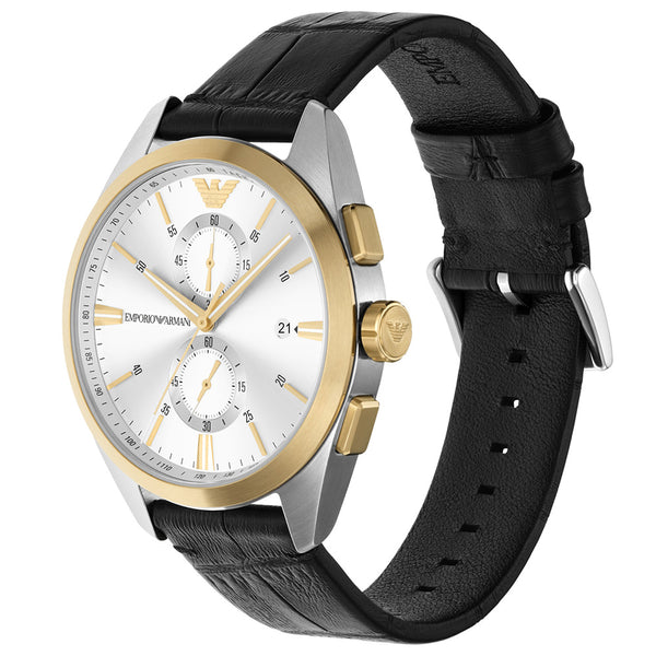 Emporio Armani Claudio Chronograph Black Genuine Leather Men's Watch - AR11498 Secondary image