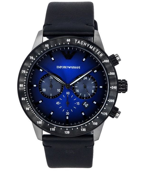Emporio Armani Chronograaf Herenhorloge AR11522 met zwarte leren band Hoofdafbeelding