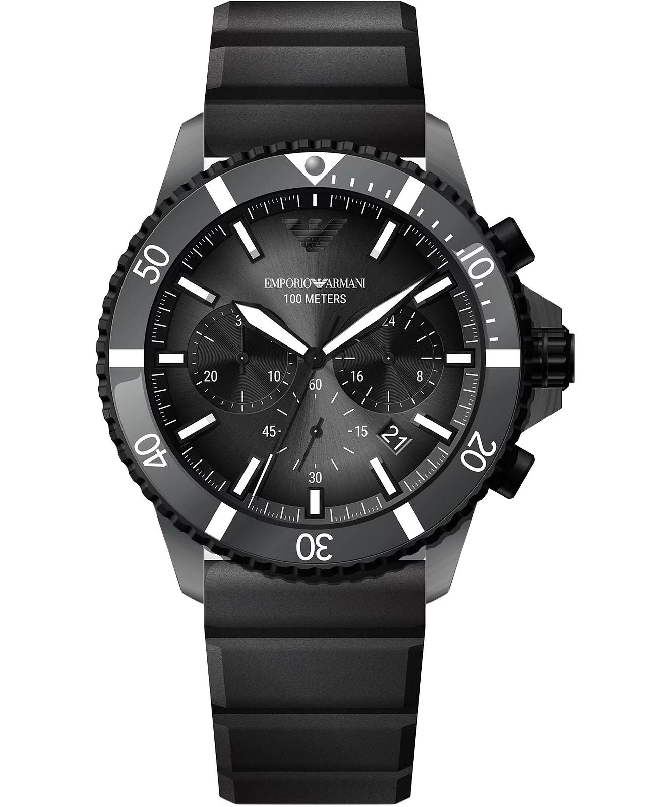 Emporio Armani Mario Chronograph Black Silicone Men's Watch - AR11515 Hoofdafbeelding