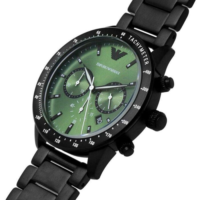Emporio Armani Chronograaf Herenhorloge met Groene Wijzerplaat en Zwarte Kast AR11472 Secundaire afbeelding