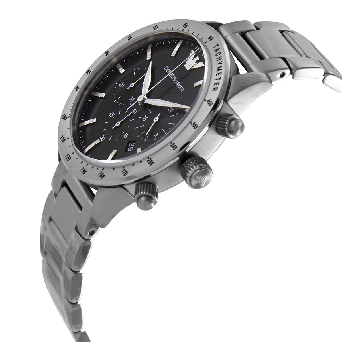 Emporio Armani Mario Chronograaf Herenhorloge met Zwarte Wijzerplaat en Zilveren Handvatten - AR11241 Secundaire afbeelding