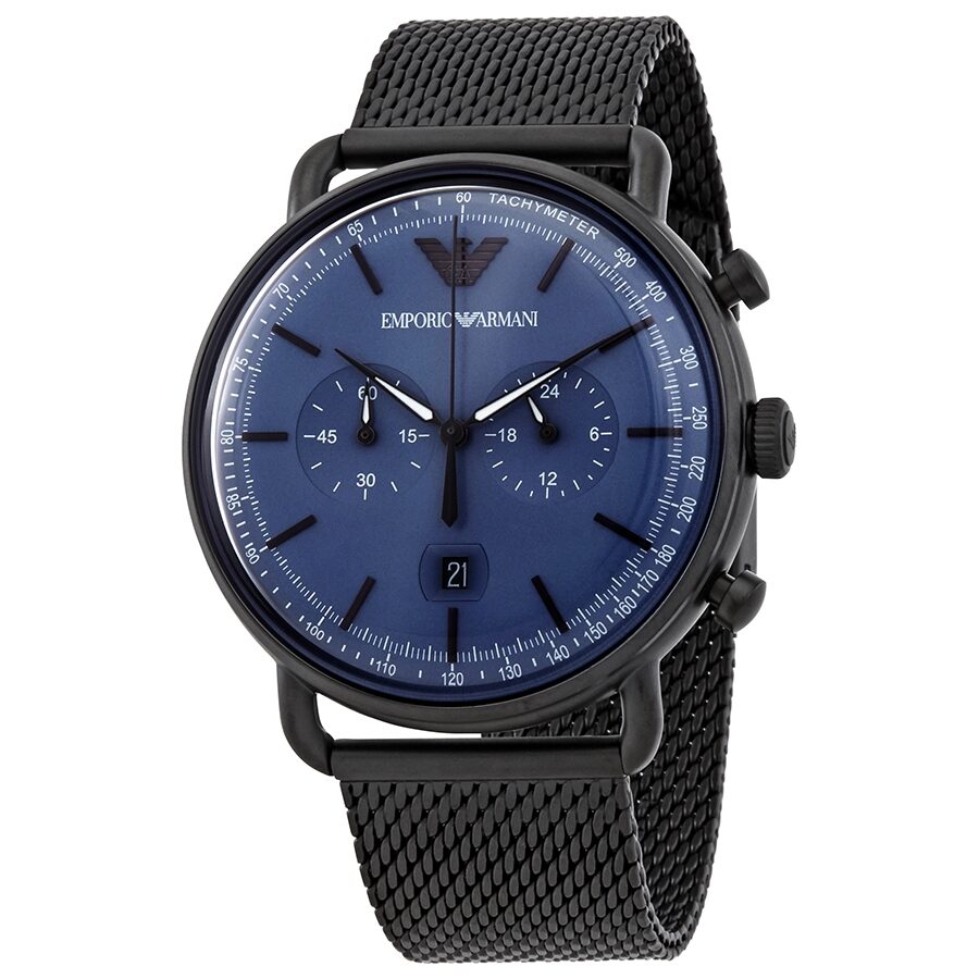 Emporio Armani Chronograph Blue Dial Black Mesh Men's Watch - AR11201 Main image
