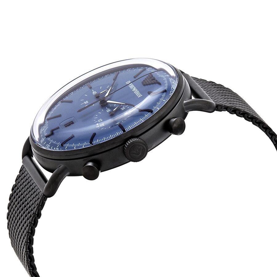 Emporio Armani Chronograph Blue Dial Black Mesh Men's Watch - AR11201 Secondary image