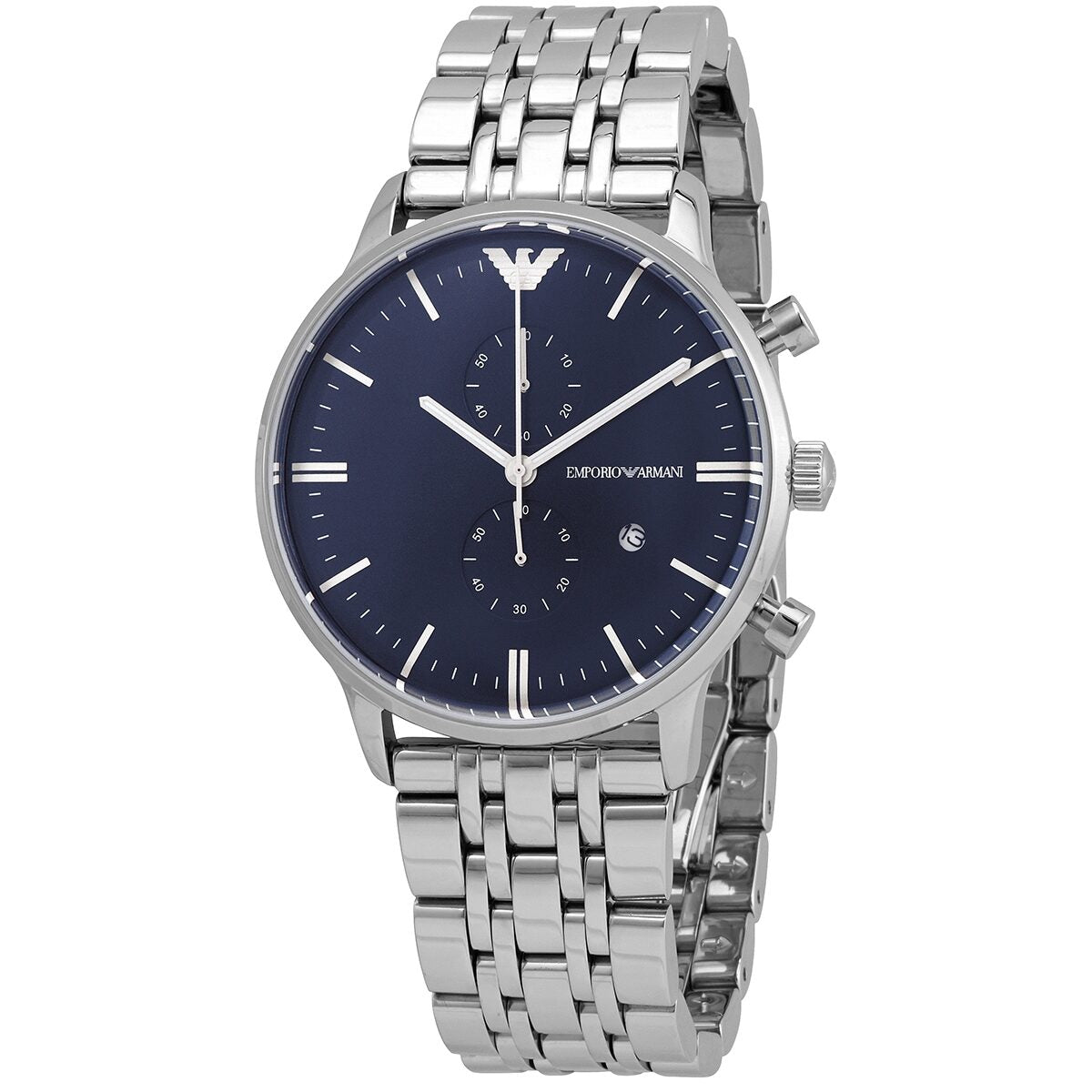 Emporio Armani Chronograaf Quartz Herenhorloge AR1648 met donkerblauwe wijzerplaat Hoofdafbeelding