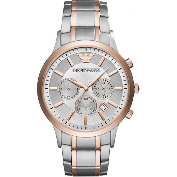 Emporio Armani Chronograaf Quartz Herenhorloge met Grijze Wijzerplaat AR11077 Hoofdafbeelding