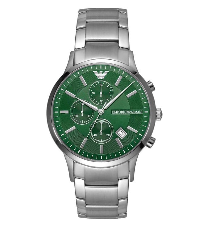 Emporio Armani Chronograaf Herenhorloge van roestvrij staal met groene wijzerplaat AR11507 Hoofdafbeelding