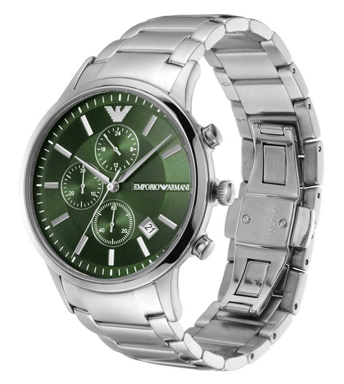 Emporio Armani Chronograaf Herenhorloge van roestvrij staal met groene wijzerplaat AR11507 Secundaire afbeelding