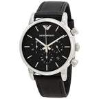 Emporio Armani Classic Chronograph Black Genuine Leather Men's Watch - AR1733