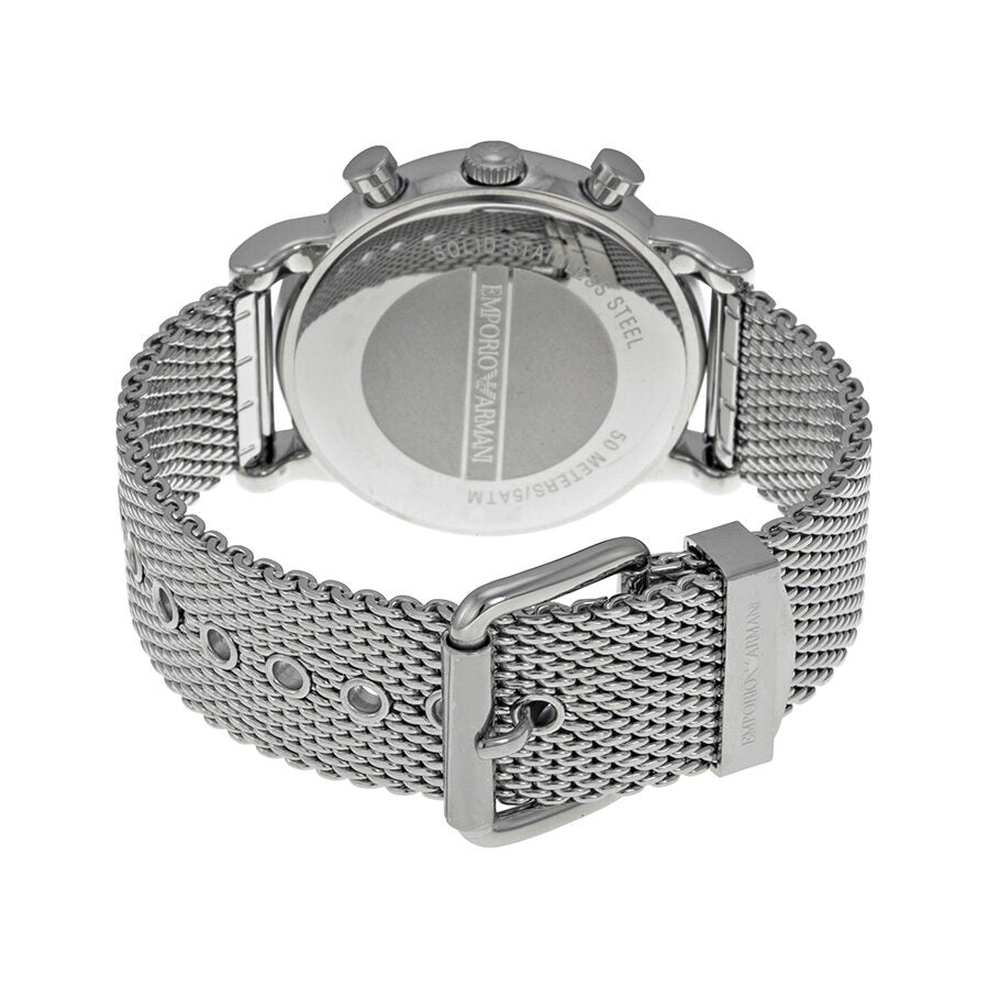 Emporio Armani Classic Chronograph Black Dial Silver Mesh Men's Watch - AR1808