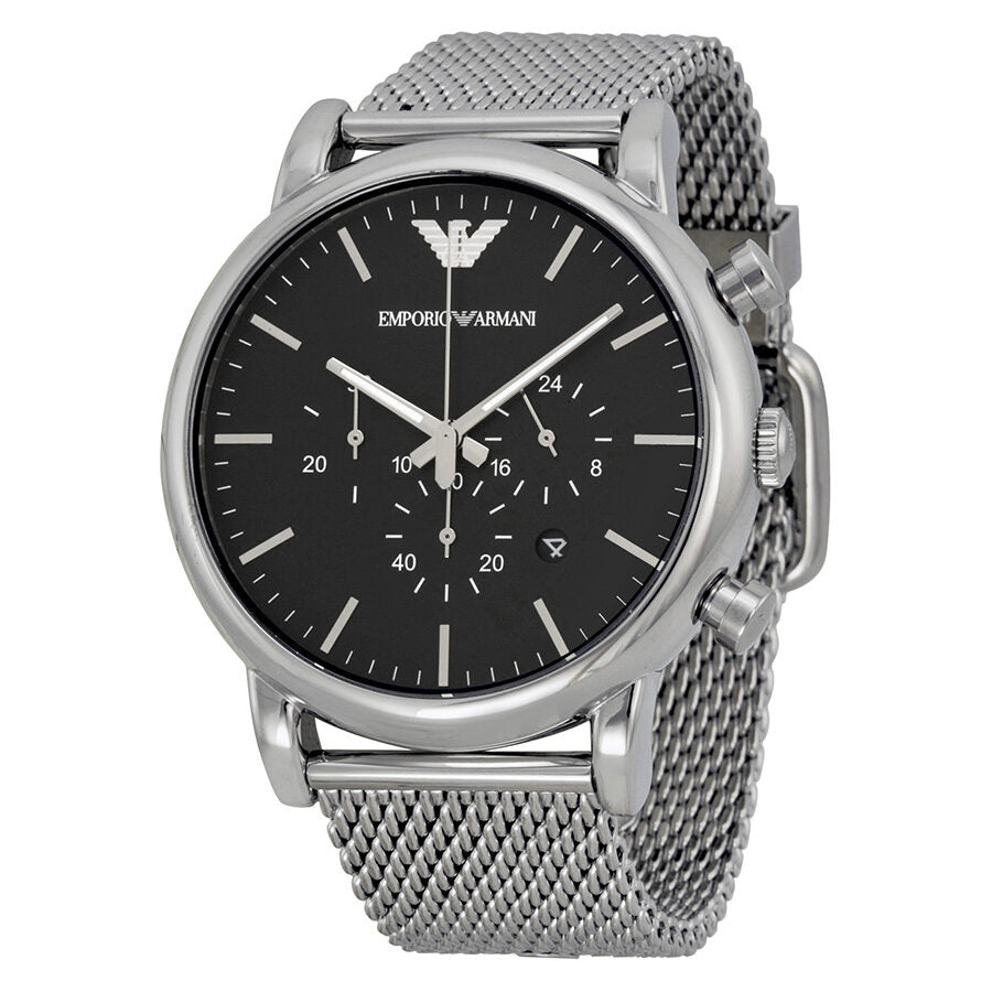 Emporio Armani Classic Chronograph Black Dial Silver Mesh Men's Watch - AR1808 Main image