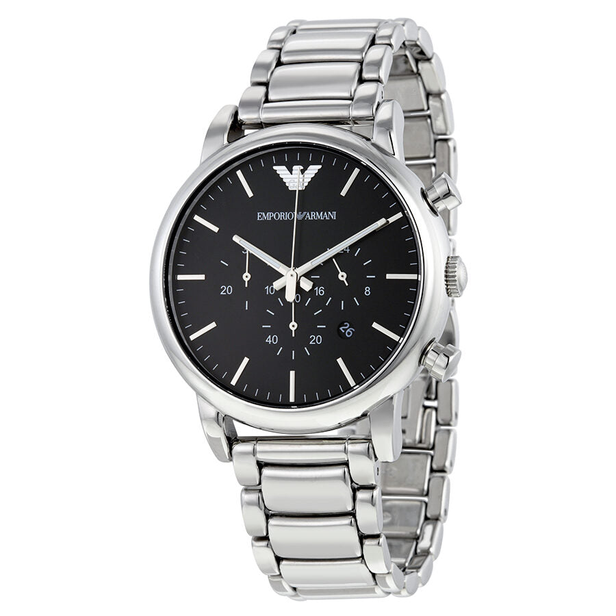 Emporio Armani Classic Chronograph herenhorloge met zwarte wijzerplaat AR1894 Hoofdafbeelding