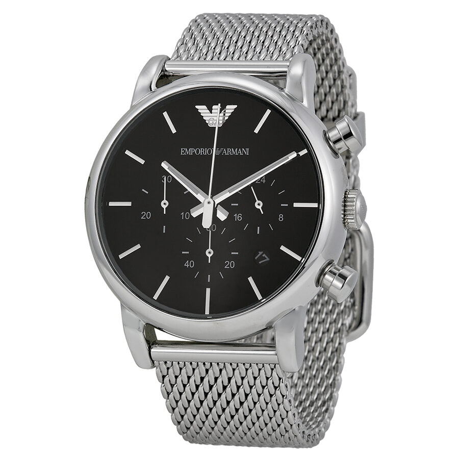 Emporio Armani Classic Chronograph Black Dial Steel Men's Watch - AR1811