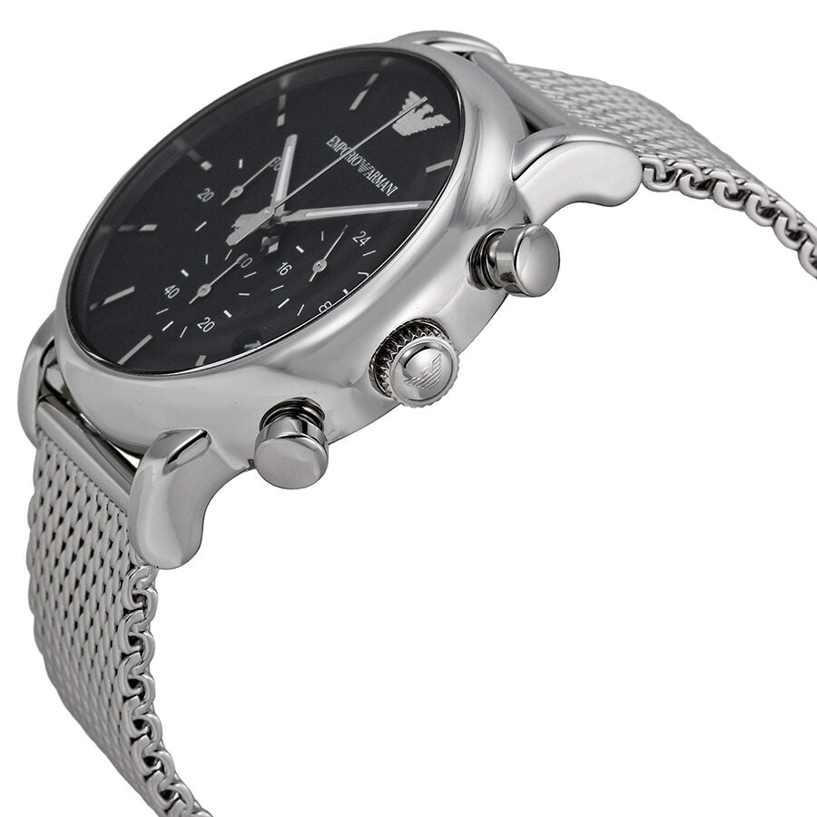 Emporio Armani Classic Chronograph Black Dial Steel Men's Watch - AR1811