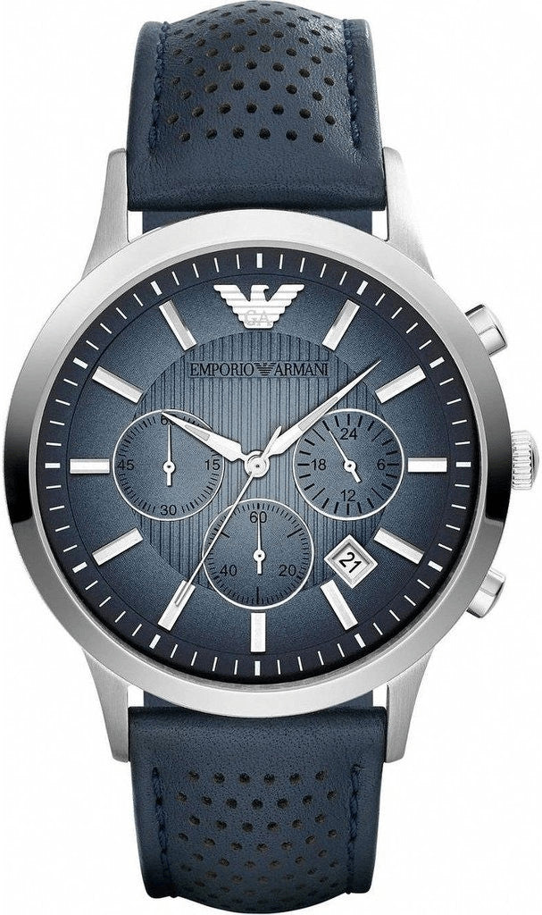 Emporio Armani Classic Chronograph Herenhorloge met Blauwe Wijzerplaat AR2473 Hoofdafbeelding