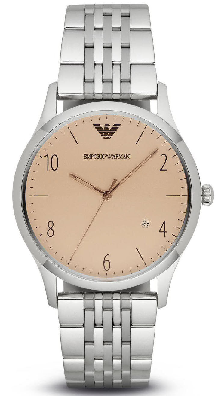 Emporio Armani Classic herenhorloge AR1881 met crèmekleurige wijzerplaat en roestvrijstalen kast Hoofdafbeelding
