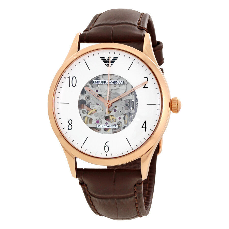 Emporio Armani Meccanico Dark Brown Genuine Leather Strap Men's Watch - AR1920 Hoofdafbeelding