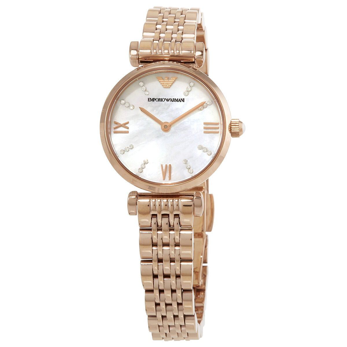 Emporio Armani Gianni T-Bar MOP Dial Rose Gold Women's Watch - AR11316 Hoofdafbeelding