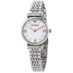 Emporio Armani Gianni T-Bar White MOP Dial Silver Women's Watch - AR11204