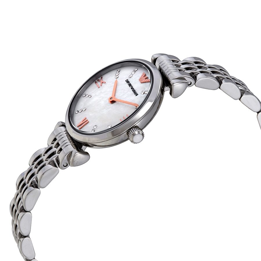 Emporio Armani Gianni T-Bar White MOP Dial Silver Women's Watch - AR11204 Secondary image