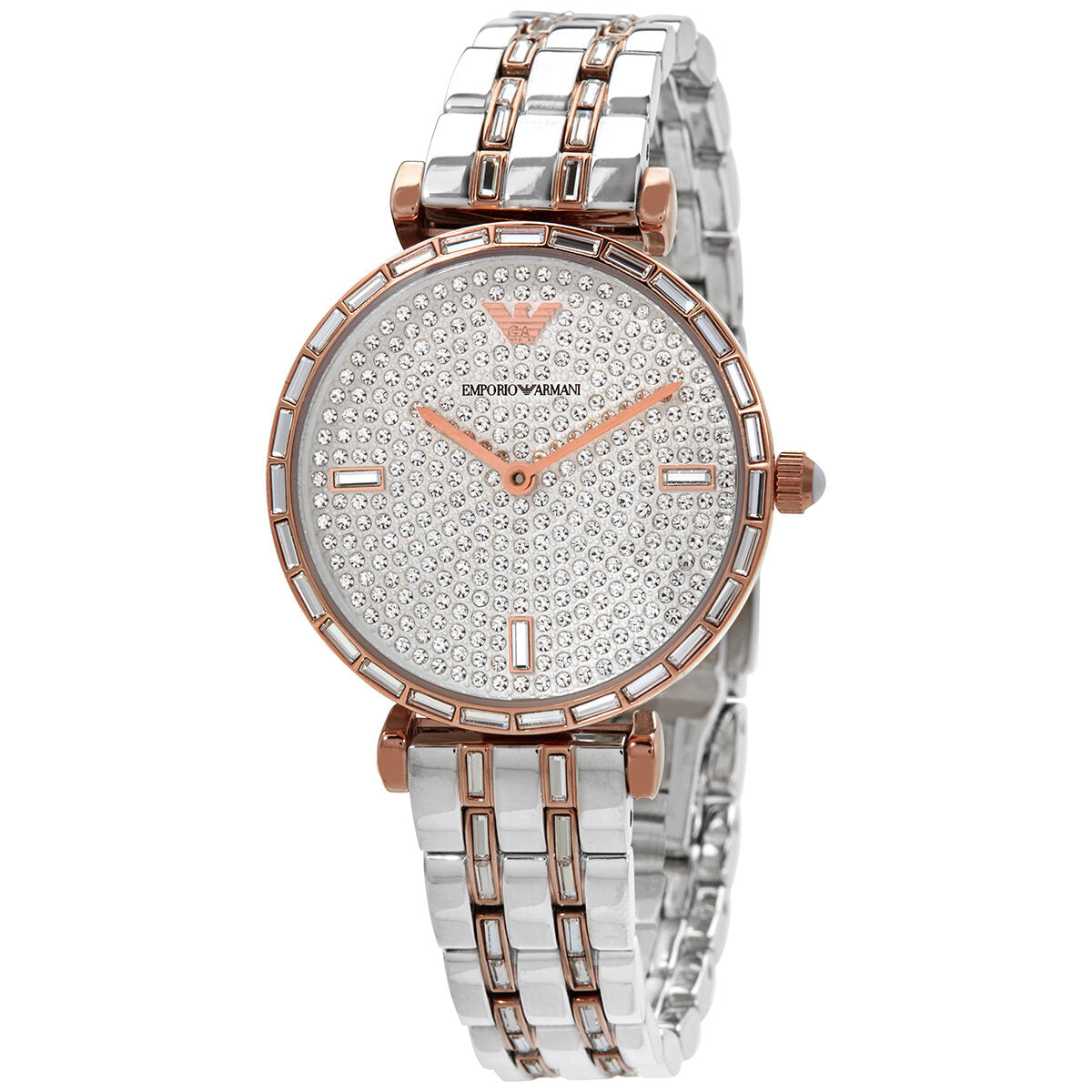 Emporio Armani Gianni T-Bar Quartz Silver Dial Women's Watch - AR11293 Hoofdafbeelding