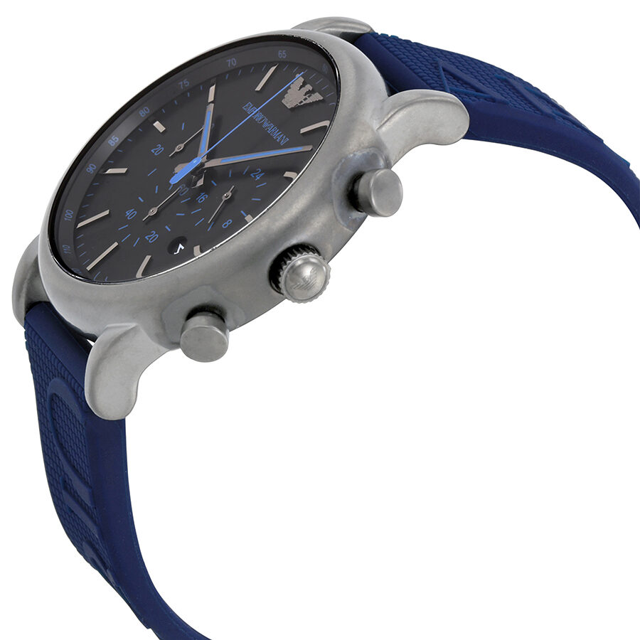 Emporio Armani Luigi Chronograph Black Dial Navy Blue Silicone Men's Watch - AR11023 Secondary image