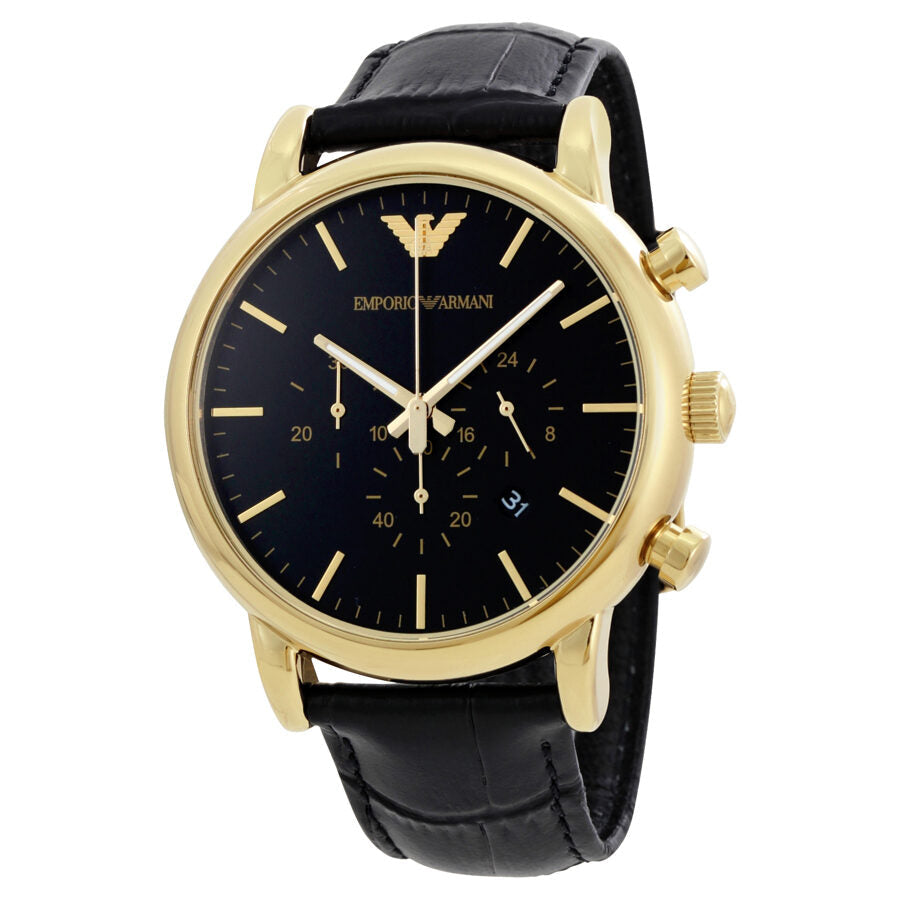 Emporio Armani Luigi Chronograaf Herenhorloge met Zwarte Wijzerplaat AR1917 Hoofdafbeelding