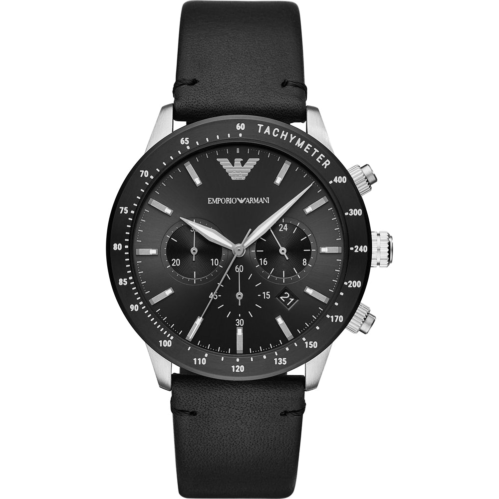 Emporio Armani Mario Chronograaf Quartz Herenhorloge met Zwarte Wijzerplaat AR11243 Hoofdafbeelding