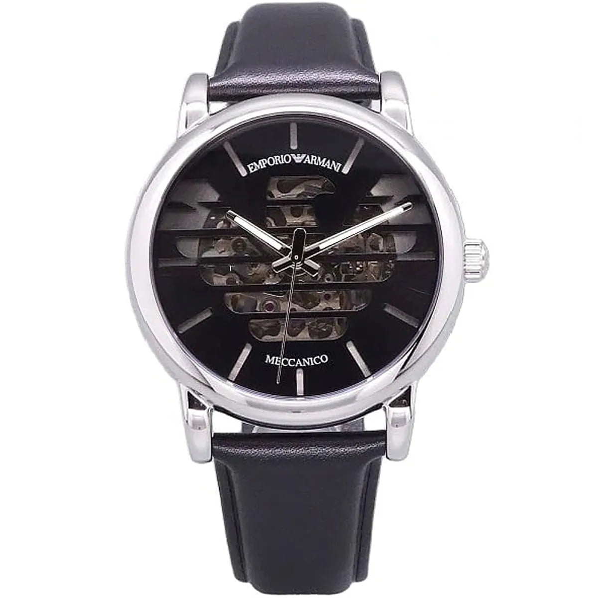 Emporio Armani Luigi Meccanico Automatic Black Genuine Leather Men's Watch - AR60040