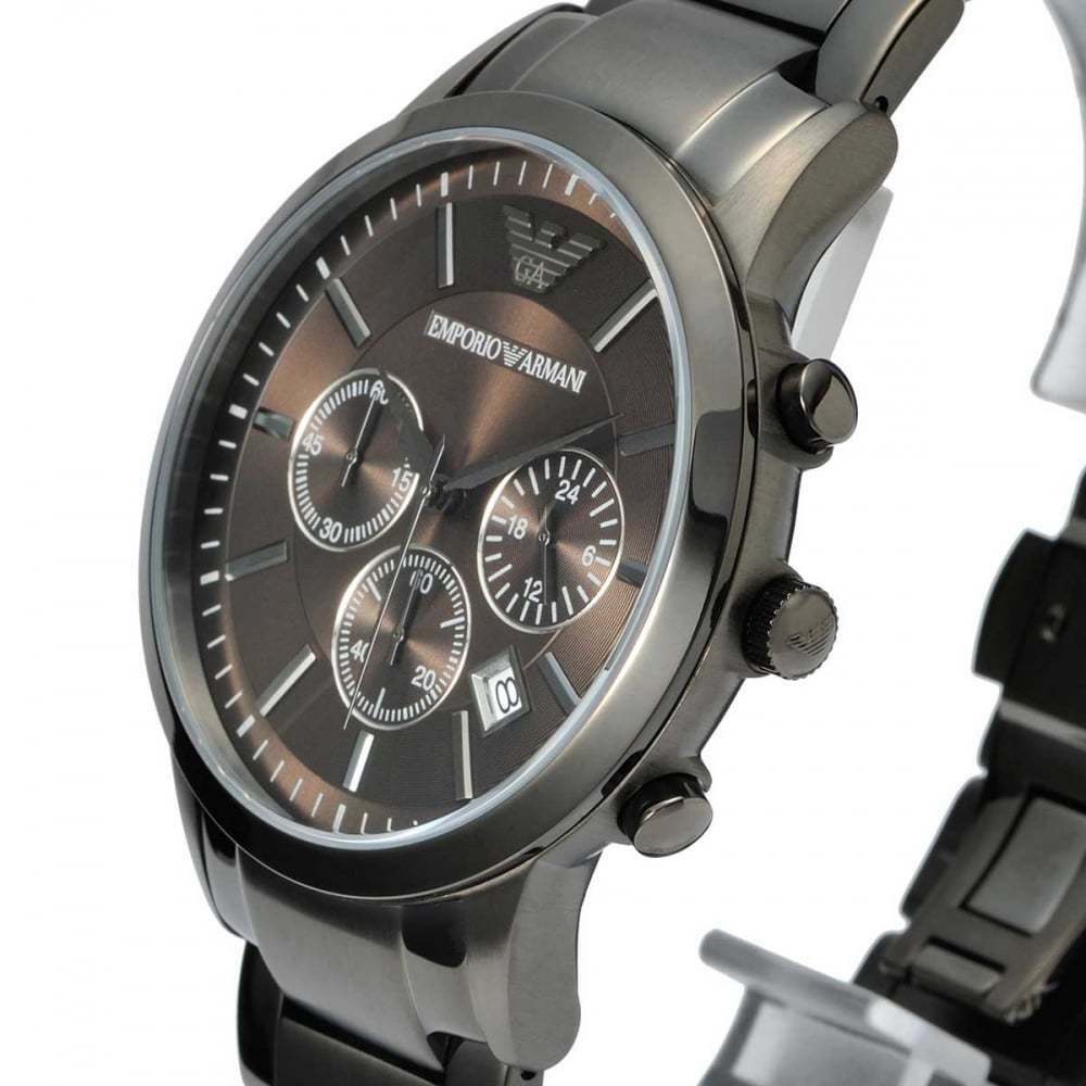 Emporio Armani Heren Klassieke Chronograaf Roestvrij Staal Gunmetal Horloge AR2454 Secundaire afbeelding