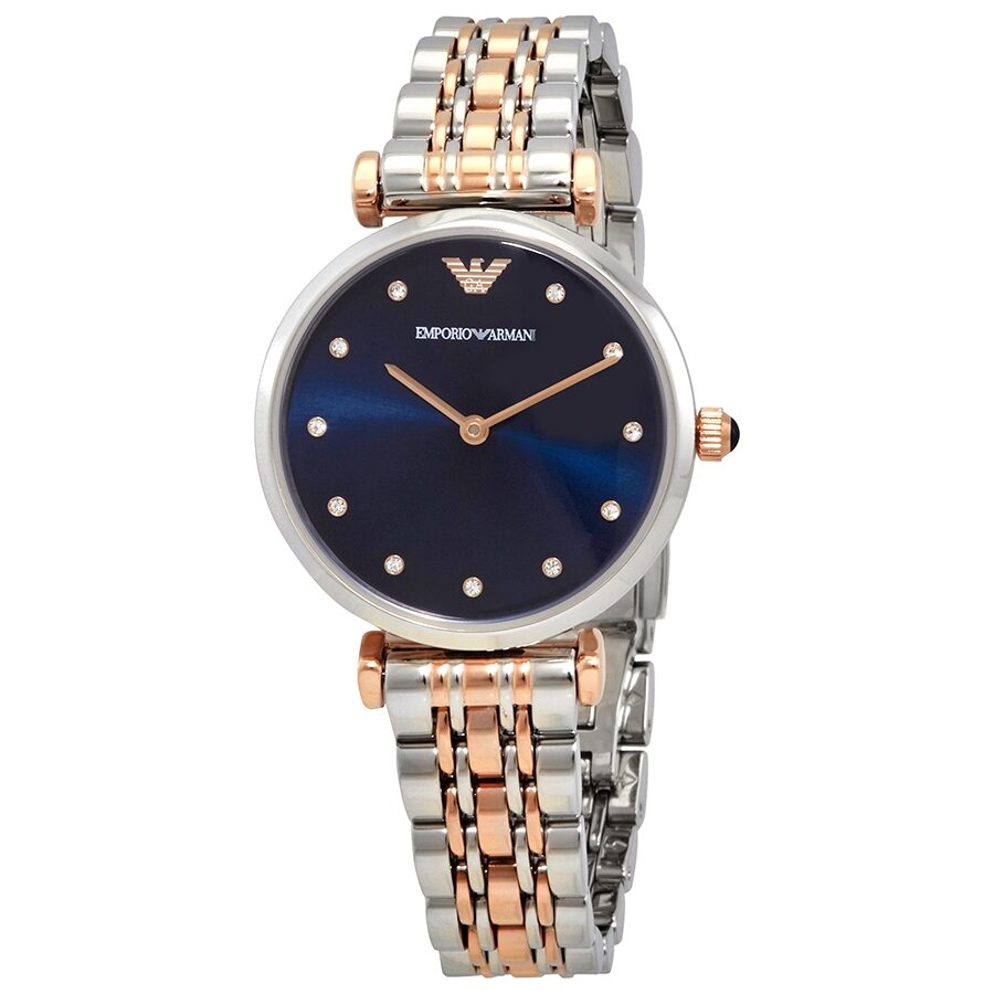 Emporio Armani Quartz dameshorloge met blauwe wijzerplaat AR11092 Hoofdafbeelding