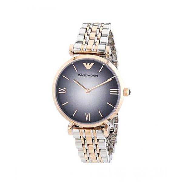 Emporio Armani Quartz dameshorloge met grijze wijzerplaat en tweekleurig design AR1725 Hoofdafbeelding