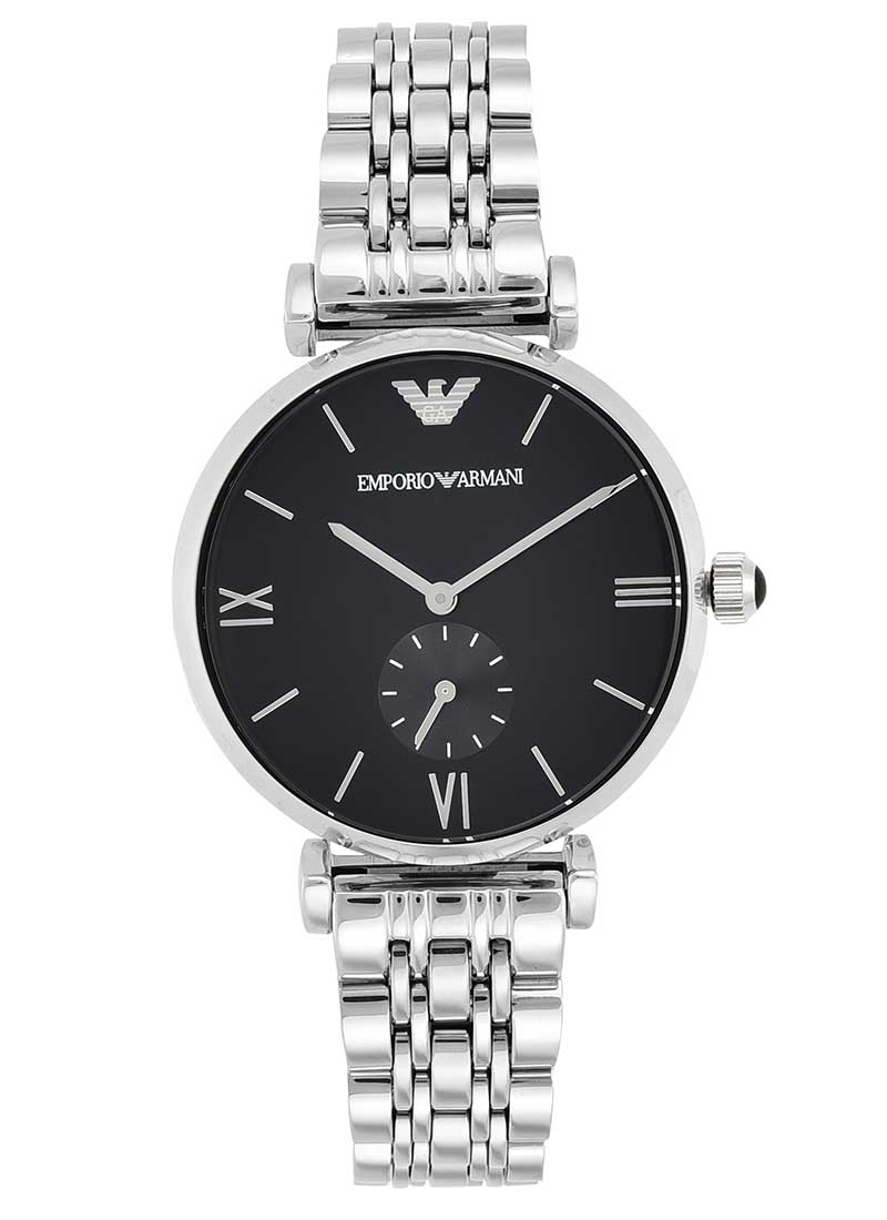 Emporio Armani Retro Black Dial Silver Men's Watch - AR1676 Main image
