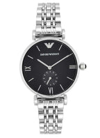 Emporio Armani Retro Black Dial Silver Men's Watch - AR1676