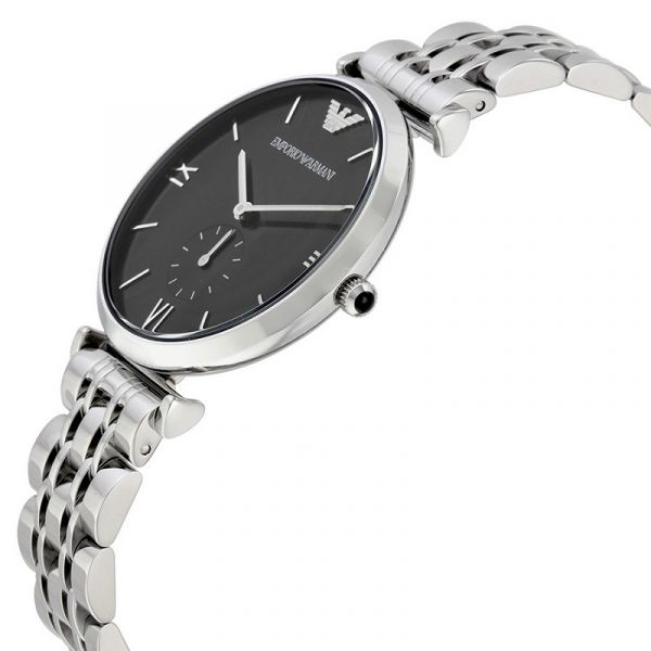 Emporio Armani Retro Herenhorloge met Zwarte Wijzerplaat en Zilveren Handvatten - AR1676 Secundaire afbeelding