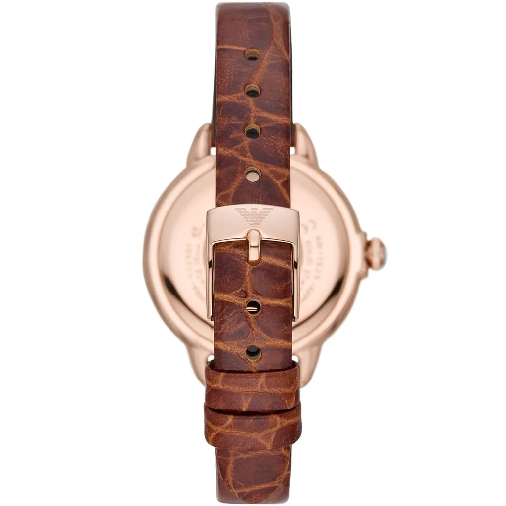 Emporio Armani Mia Three-Hand Brown Geniune Leather Women's Watch - AR11525