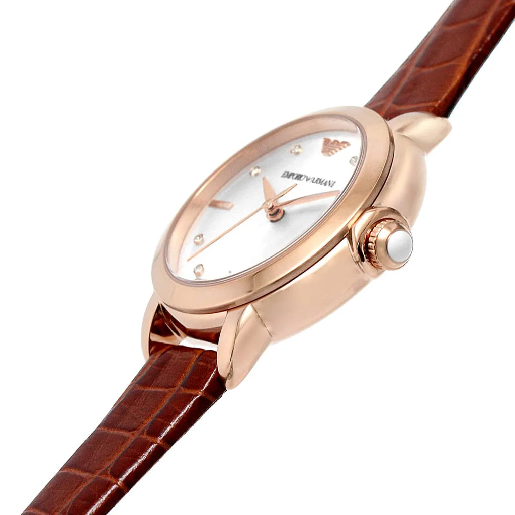 Emporio Armani Mia Three-Hand Brown Geniune Leather Women's Watch - AR11525