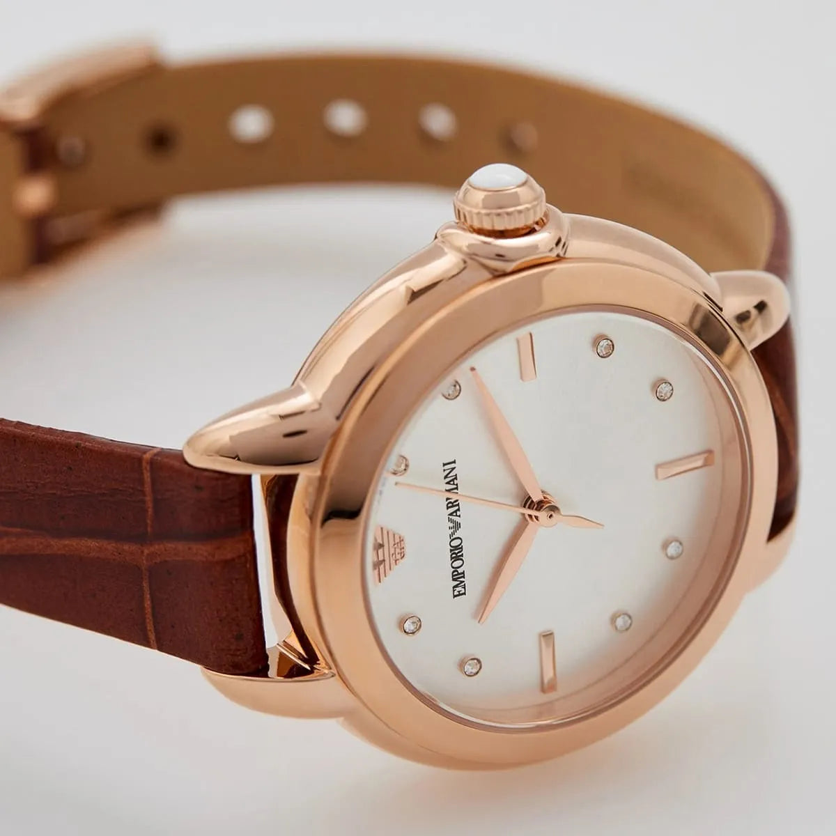 Emporio Armani Mia Three-Hand Brown Geniune Leather Women's Watch - AR11525