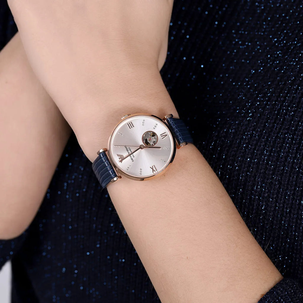 Emporio Armani Gianni T-Bar Meccanico Rose Gold Women's Watch - AR60020